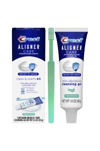 Čistiaci gél a kefka na zubné protézy, strojčeky Invisalign a retainery Crest Aligner Care Clean & Clarify Kit