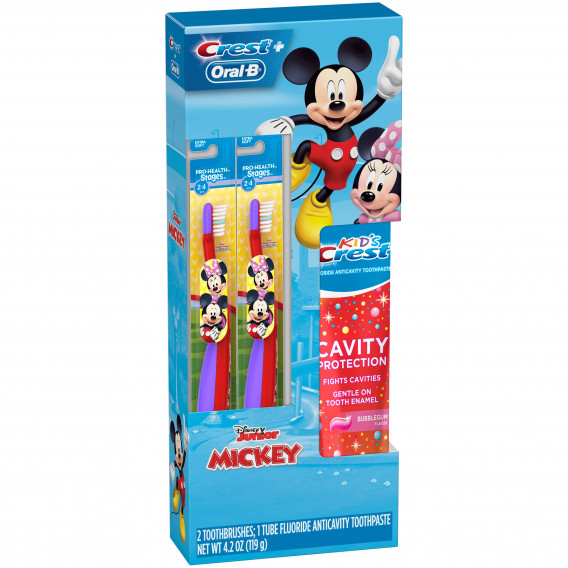 Detské zubné kefky Disney Mickey Mouse so zubnou pastou Crest