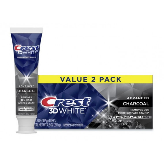 Výhodné 2-balenie Crest 3D White ADVANCED CHARCOAL s čiernym uhlím